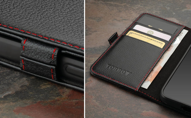 Coque en Cuir pour Galaxy S23 FE (avec fonction support) Feature Focus