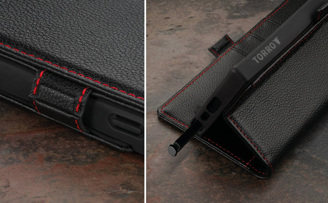 Coque en Cuir pour Galaxy S23 Ultra (avec fonction support) Feature Focus
