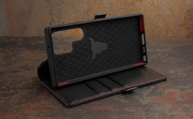 Coque en Cuir pour Galaxy S23 Ultra (avec fonction support) Feature Focus