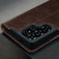 Camera cutout on the Dark Brown Leather Case for Galaxy S25 Ultra