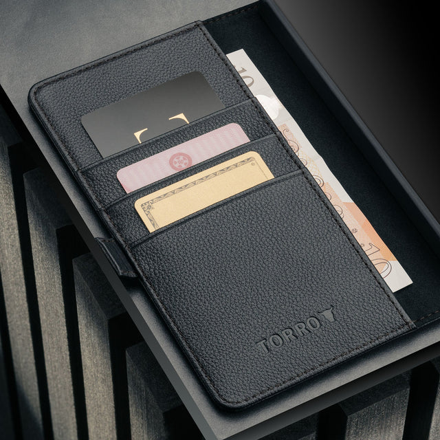 Card slots inside the Black Leather Stand Case for Galaxy S26 Ultra