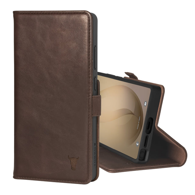 Dark Brown Leather Stand Case for Galaxy S26 Ultra