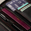 Black Leather with Red Stitching Solo Travel Wallet with passport, cards, boarding pass and pen