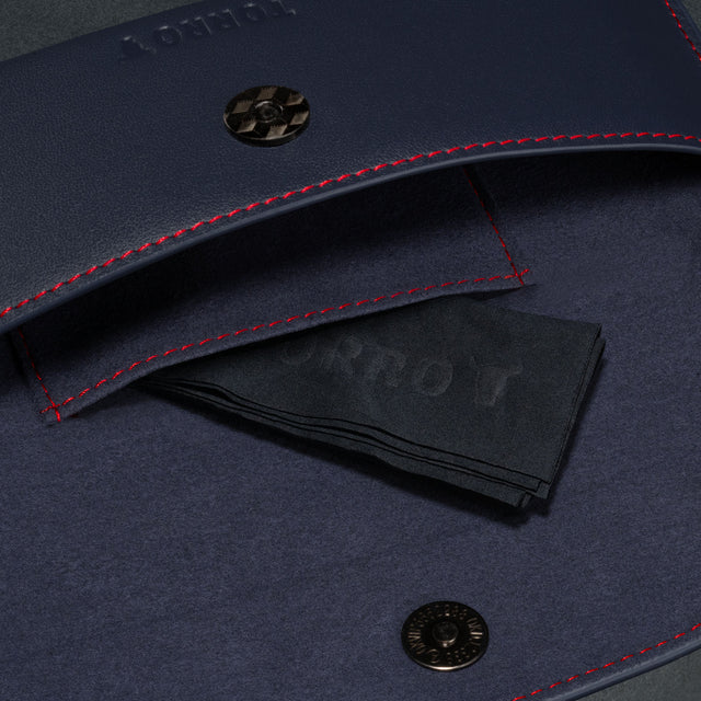 Navy Blue Leather Sunglasses Case