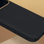 Close up of the Black with Metallic Gold Detail Woven Fabric Bumper Case for iPhone 17 Pro Max