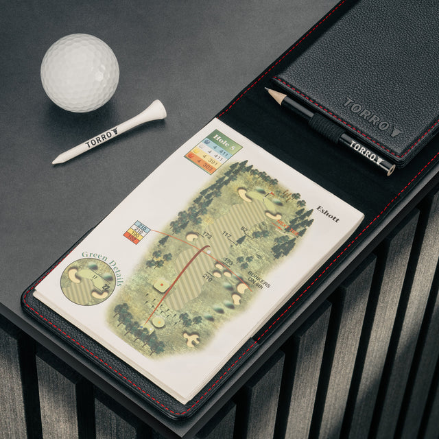 Inside of the Black with Red detail  Golf Scorecard Holder and Yardage Book Cover
