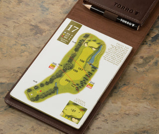 Inside the Dark Brown Golf Scorecard Holder and Yardage Book Cover