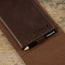 Magnetically attachable scorecard of the Dark Brown Leather Golf Scorecard & Yardage Book Holder