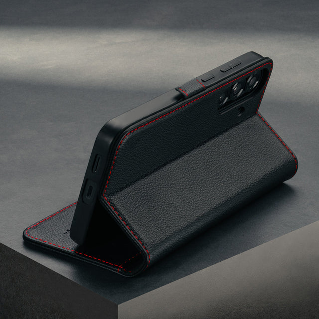Fonction support de l'étui noir et rouge